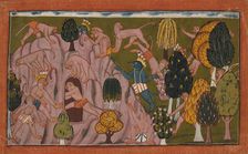 Monkeys and Bears Investigate the Rikshabila Cave..., between c1700 and c1710. Creator: Unknown