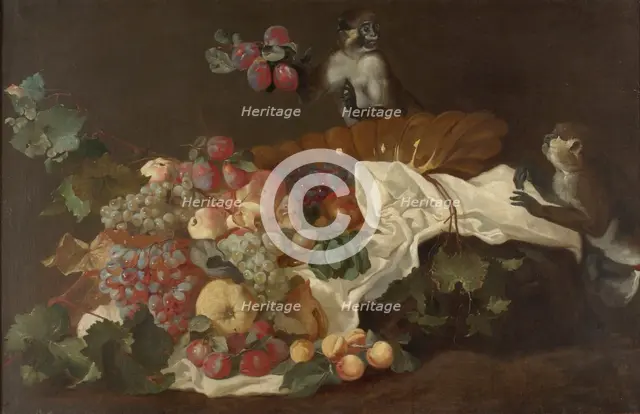 Monkeys and fruit, 1842-1866.  Creator: Wladimir Swertschkoff.