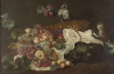 Monkeys and fruit, 1842-1866. Creator: Wladimir Swertschkoff