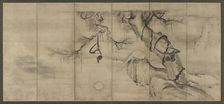 Monkeys and trees on a river bank, Momoyama period, mid-late 16th century. Creator: Sesson Shukei