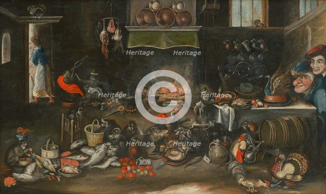 Monkeys in the Kitchen, 1620-1640. Creator: Circle of Frans Francken II.