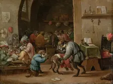 Monkeys in the school, c1660. Creator: David Teniers II