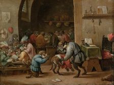 Monkeys in the school, c1660. Creator: David Teniers II