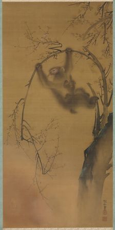 Monkeys in a Cherry Tree; Monkeys on a Rock Ledge, 1615-1868. Creator: Mori Sosen (Japanese, 1747-1821)
