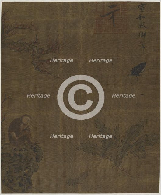 Monkeys, insects, and cabbage, Possibly Ming dynasty, 1368-1644. Creator: Unknown.