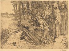 Monks Chopping Wood (Les moines bucherons). Creator: Alphonse Legros