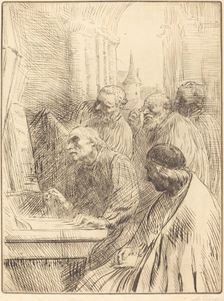 Monks at Church (Les moines a l'eglise). Creator: Alphonse Legros