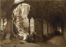 Monks at Prayer in a Cloister, 1834. Creator: Karl Eduard Biermann