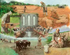 Monks at work, c13th century, (c1990-2010) Artist: Ivan Lapper
