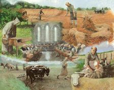 Monks at work, c13th century, (c1990-2010) Artist: Ivan Lapper