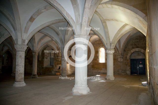 Monks' hall with Gothic vault, Monastery of Alcobaca, Alcobaca, Portugal, 2009.  Creator: Samuel Magal.