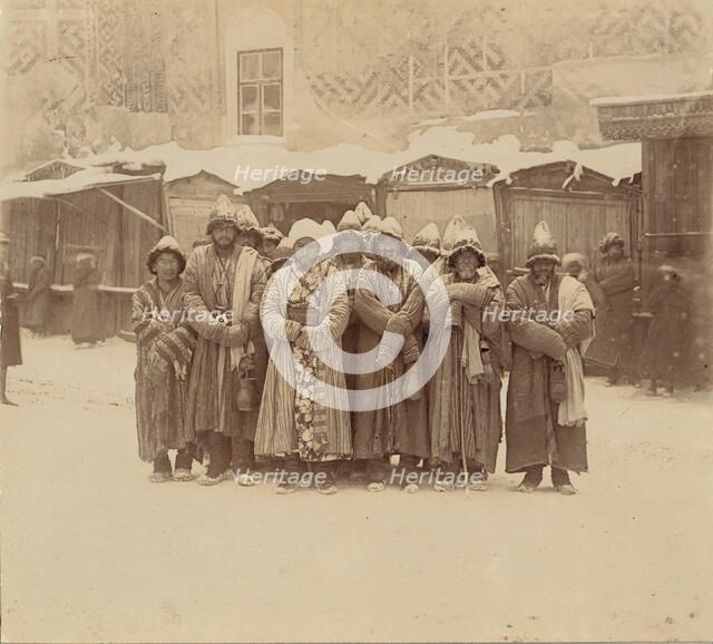 Monks in Kalandar-Khane, Samarkand, between 1905 and 1915. Creator: Sergey Mikhaylovich Prokudin-Gorsky.
