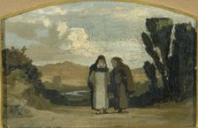Monks on the Appian Way, ca. 1865. Creator: Elihu Vedder