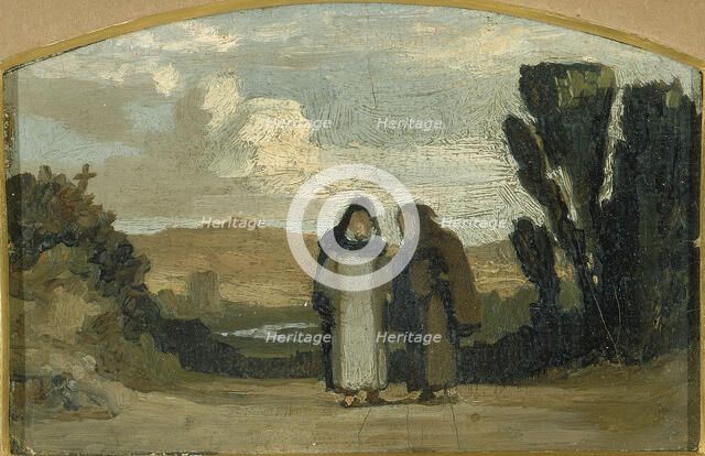 Monks on the Appian Way, ca. 1865. Creator: Elihu Vedder.