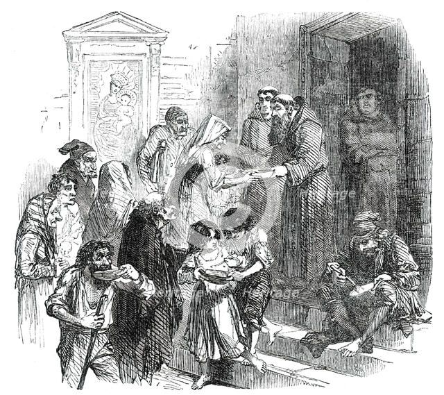 Monks of the Convent of Ara Coeli Giving Soup to the Poor, 1850. Creator: Unknown.