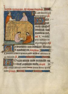 Monks Praying for a Deceased Person; Psalter, about 1390. Creator: Unknown