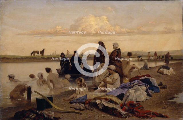 Monks. Wrongly stranded, 1870s. Artist: Solovyev, Lev Grigoryevich (1837-1919)