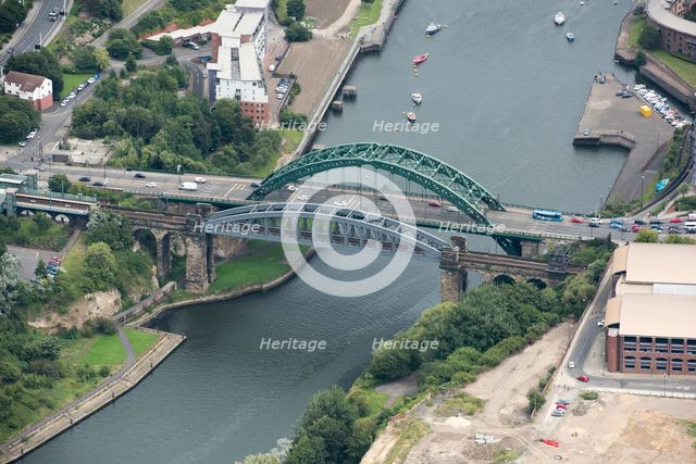 Monkwearmouth Railway Bridge and Wearmouth Bridge, Sunderland, Tyne and Wear, 2017. Creator: Historic England Staff Photographer.