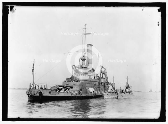 Monitor USS Tallahassee with submarines K-6 and K-5 at Hampton Roads, Virginia, Dec 10, 1916, 6189. Creator: Harris & Ewing.