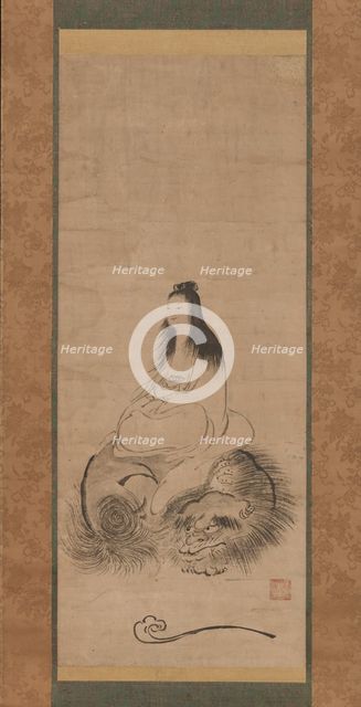 Monju on a Lion, late 15th century. Creator: Shusei.