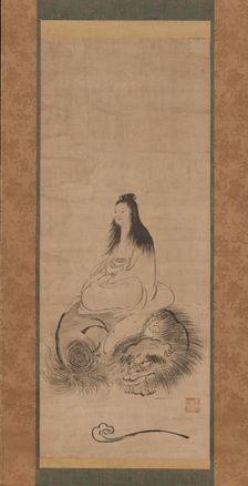 Monju on a Lion, late 15th century. Creator: Shusei