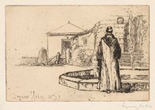 Monk at a Fountain, 1877. Creator: Francis Seymour Haden (British, 1818-1910)