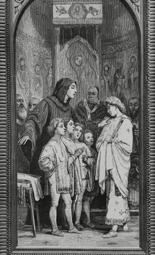Monk Guido of Arezzo rehearsing in front of Pope John XIX (d1032), 1883. Creator: Unknown