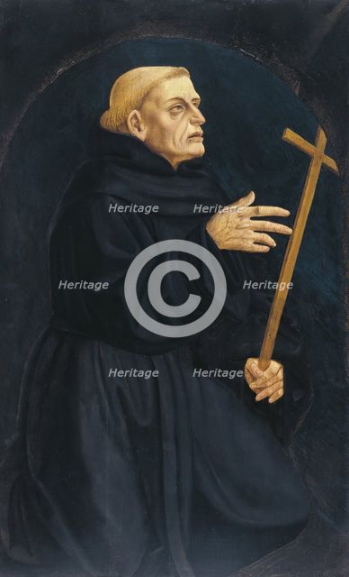 Monk holding a Cross, 1445. Creator: Domenico Veneziano.