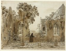 Monk in the Ruins of a Monastery, 1820/1830. Creator: Domenico Quaglio II
