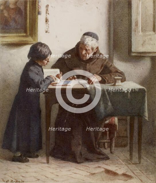 Monk Instructing a Boy Dressed in a Cassock, c1865. Creator: Otto Brandt.