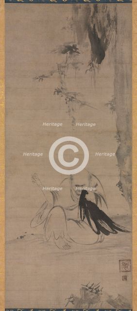 Monk Mending Clothes in the Morning Sun (Choyo Hotetsu), c. 1350 or earlier. Creator: Ka? (Japanese, dates unknown).