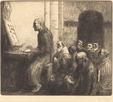 Monk Playing the Organ in Church (Moine jouant de l'orgue a l'eglise). Creator: Alphonse Legros