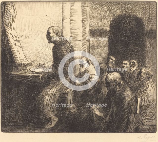 Monk Playing the Organ in Church (Moine jouant de l'orgue a l'eglise). Creator: Alphonse Legros.