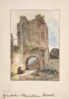 Monk Seated Before a Ruined Gateway, n.d.. Creator: Francois-Marius Granet