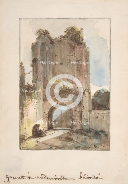 Monk Seated Before a Ruined Gateway, n.d.. Creator: Francois-Marius Granet.