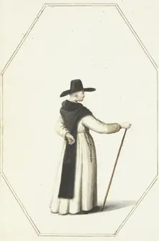 Monk standing with a staff, c.1657. Creator: Gesina ter Borch