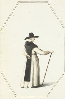 Monk standing with a staff, c.1657. Creator: Gesina ter Borch