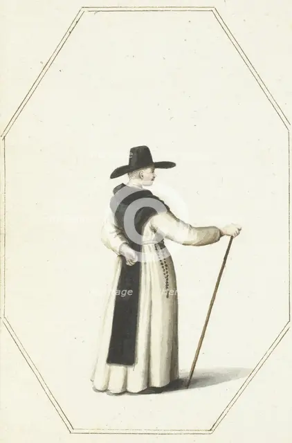 Monk standing with a staff, c.1657. Creator: Gesina ter Borch.