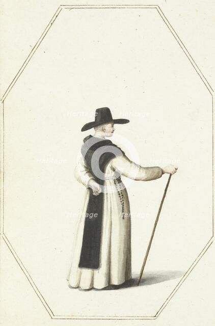 Monk standing with a staff, c.1657. Creator: Gesina ter Borch.