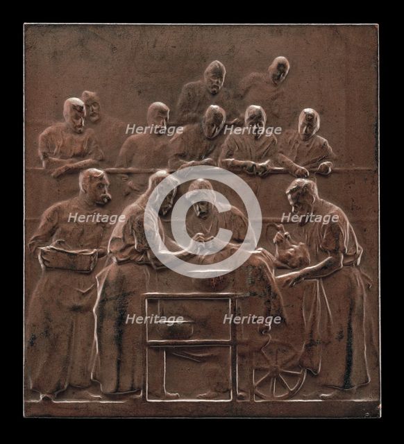 Monod Demonstrating a Procedure in the Operating Theater [reverse], c. 1906. Creator: Alexandre Louis Marie Charpentier.