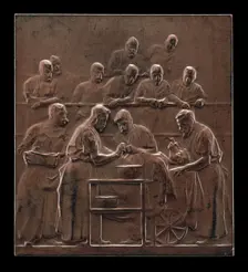 Monod Demonstrating a Procedure in the Operating Theater [reverse], c. 1906. Creator: Alexandre Louis Marie Charpentier