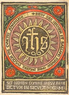 Monogram JHS in a Flaming Circle, c. 1500. Creator: Unknown