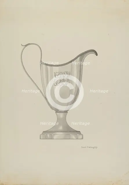 Monogrammed Silver Cream Pitcher, c. 1937. Creator: David P. Willoughby.