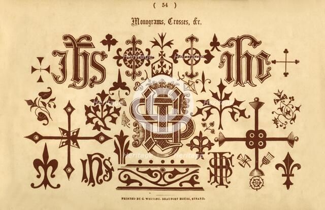 'Monograms, Crosses, &c.', 1862. Artist: Unknown.