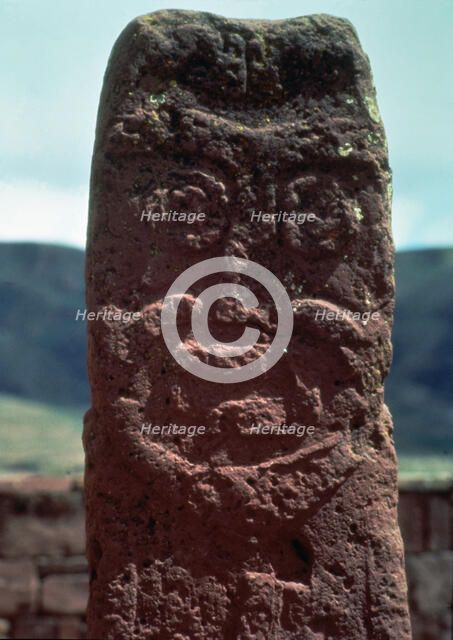 Monolith Bennet in the ruins of Tiahuanaco.