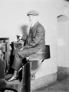 Monorail Subway, Capitol To Senate, John W. Hinkel, Operator of Car, 1914. Creator: Harris & Ewing