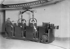Monorail Subway, Capitol To Senate, The Car - Senators Swanson And Townsend As Passengers, 1916. Creator: Harris & Ewing