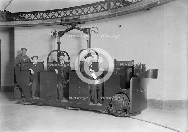 Monorail Subway, Capitol To Senate, The Car - Senators Swanson And Townsend As Passengers, 1916. Creator: Harris & Ewing.
