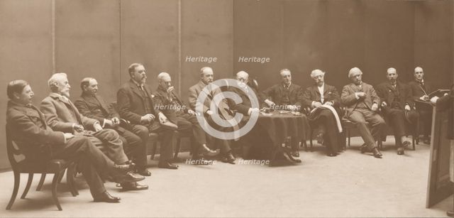 Monotone photograph of the Selection Committee, April 1914. Creators: William Henry Grove, Charles Henry Boulton.