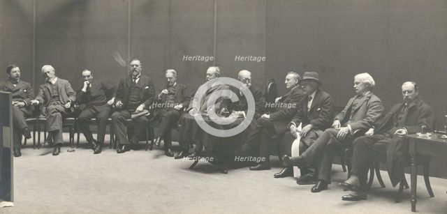 Monotone photograph of the Selection Committee, April 1914. Creators: William Henry Grove, Charles Henry Boulton.